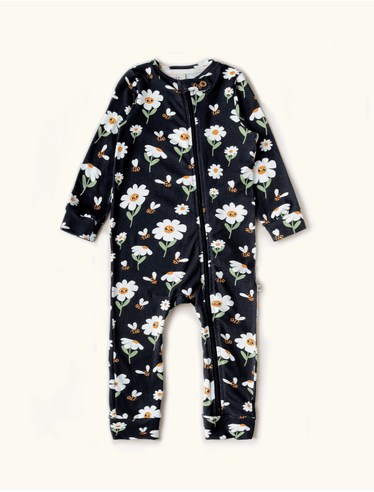 Macacão de Bebê Zíper Bee Preto